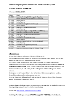 Kindertrainingsprogramm Kletterverein Steinhausen 2016/2017