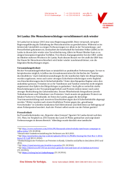 Sri Lanka: Die Menschenrechtslage verschlimmert sich wieder