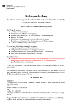 Stellenausschreibung - German Embassy Addis Ababa