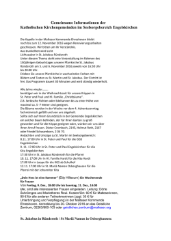 Gemeinsame Informationen der Pfarren im - Oberberg