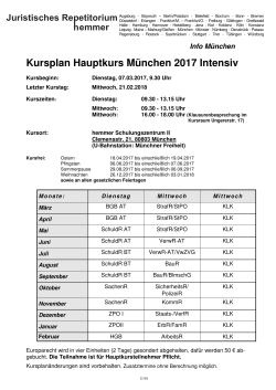 Kursplan Hauptkurs München 2017 Intensiv
