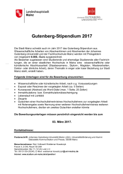 Gutenberg-Stipendium 2017 - Studium an der JGU