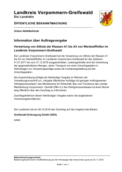 Öffentliche Bekanntmachung über die Auftragsvergabe von Altholz