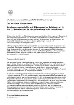 Das weltoffene Klassenzimmer Erziehungswissenschaftler und