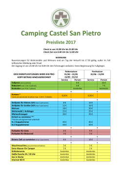 Preise - Camping Castel San Pietro