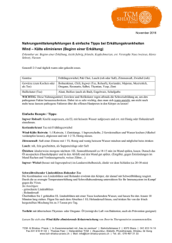 Einige Tipps gegen Erk&auml;ltungskrankheiten. - TCM- und Shiatsu