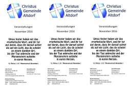 Veranstaltungen November 2016 Veranstaltungen November 2016