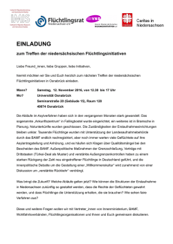 einladung - Fl&uuml;chtlingsrat Niedersachsen