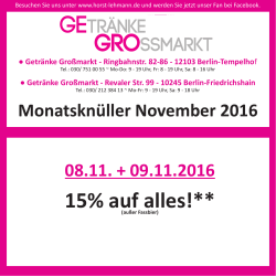 15% auf alles! - Horst Lehmann Getränke
