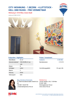 CITY-WOHNUNG - 1.BEZIRK - 4.LIFTSTOCK