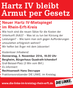 Hartz IV bleibt Armut per Gesetz - Die Linke im Kreistag Rhein-Erft