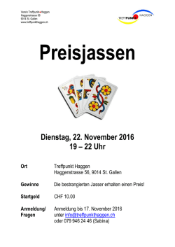 Dienstag, 22. November 2016 19 &ndash; 22 Uhr