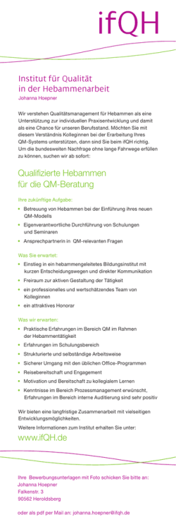 Institut f&uuml;r Qualit&auml;t in der Hebammenarbeit Qualifizierte Hebammen