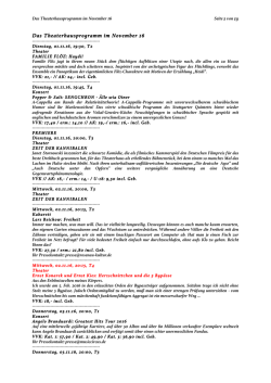Das Theaterhausprogramm im November 16