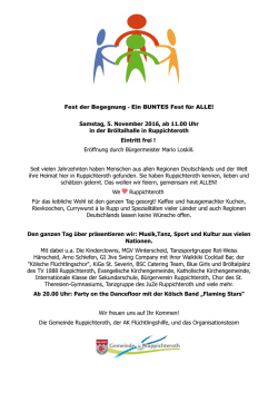 Fest der Begegnung - Ein BUNTES Fest f&uuml;r ALLE! Samstag, 5
