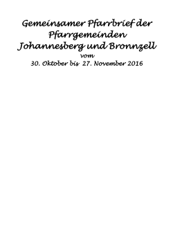 Gemeinsamer Pfarrbrief der Pfarrgemeinden Johannesberg und