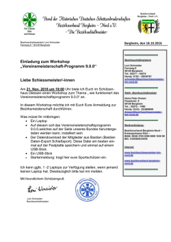Einladung zum Workshop - Bezirksschiessmeister des