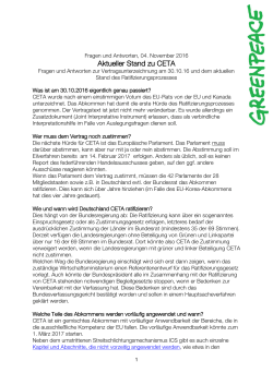 Aktueller Stand zu CETA