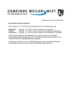Ehrenamtliche Sammler f&uuml;r den Volkstrauertag gesucht!