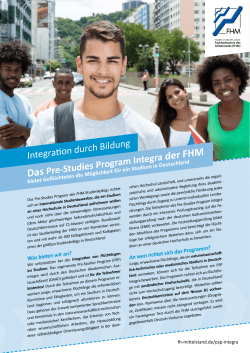 Das Pre-Studies Program Integra der FHM