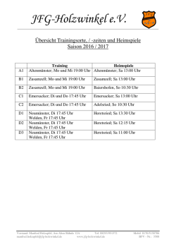 Übersicht Spiel Trainingsorte - JFG