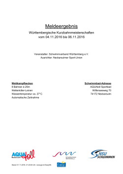 Meldeergebnis - Schwimmverband Württemberg