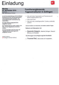 07.11.2016: Einladung Familienergänzede Betreuung Zofingen