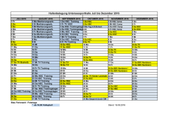 Hallenbelegung Unterseesporthalle Juli bis Dezember