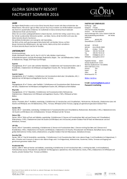 GLORIA SERENITY RESORT FACTSHEET SOMMER 2016