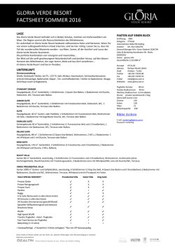 GLORIA VERDE RESORT FACTSHEET SOMMER 2016