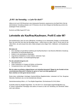 Inserat KV-Lehrstelle ab August 2017