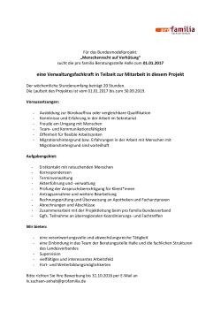 eine Verwaltungsfachkraft in Teilzeit zur Mitarbeit in diesem Projekt