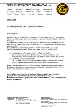 Offener Brief An die Mitglieder des GSV „Eintracht“ Baunatal e. V