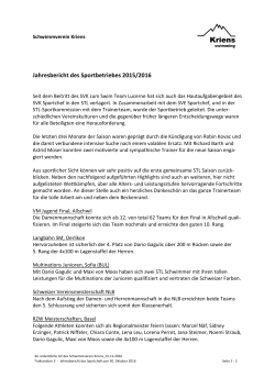 Jahresbericht des Sportbetriebes 2015/2016