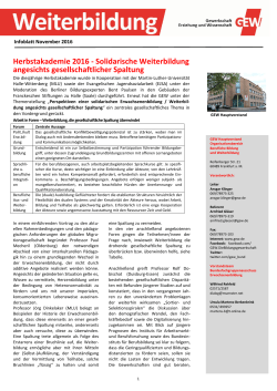 Infoblatt Weiterbildung November 2016