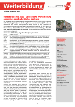 Infoblatt Weiterbildung November 2016