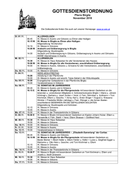 Gottesdienstordnung Birgitz November 2016