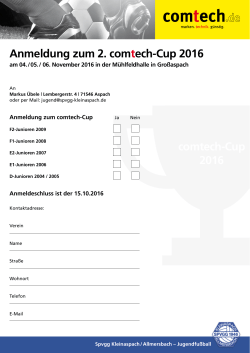 Anmeldung zum 2. comtech-Cup 2016 comtech