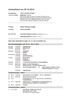 Gottesdienst am 30.10.2016