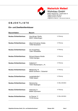 Objektliste EFH - Heinrich Hebel Heidenheim