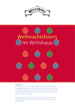 Weihnachtsmenü 2016 - Wirtshaus am Gehrenberg