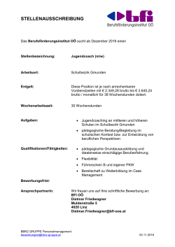 STELLENAUSSCHREIBUNG