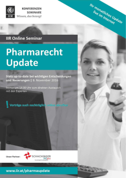 Seminarprogramm Online Seminar Pharmarecht Update 8.11.2016