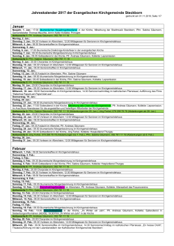 Jahreskalender 2017 der Evangelischen Kirchgemeinde Steckborn