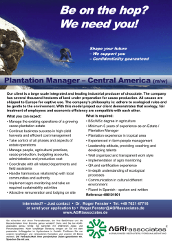 Plantation Manager – Central America (m/f) - AGRI