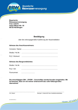 Bestätigung der Hausinstallation - Bayerische Rieswasserversorgung