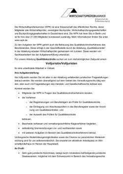 Stellenangebot Volljurist/in Abteilung