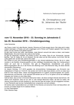 vom 06. November 2016 - St. Christophorus/St. Johannes der Täufer