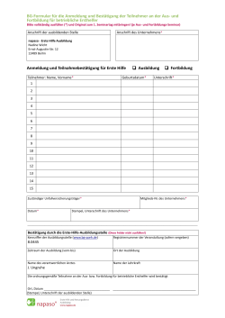 BG-Formular für die Anmeldung Aus- und Fortbildung betriebliche