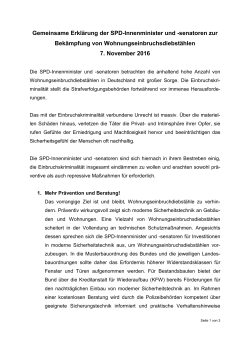 Gemeinsame Erklärung der SPD-Innenminister - Schleswig